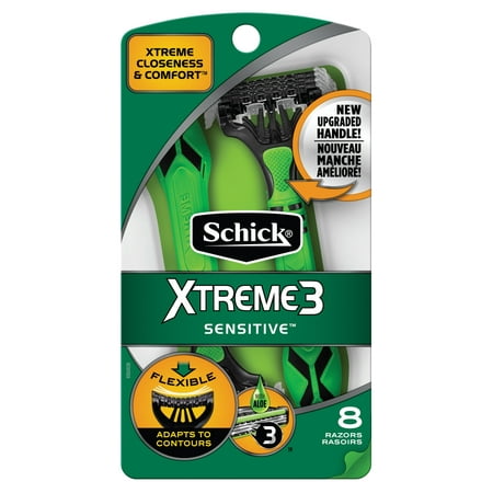 Schick Xtreme3 Sensitive Men's Disposable Razors, 8 (Best Disposable Razor For Men With Sensitive Skin)