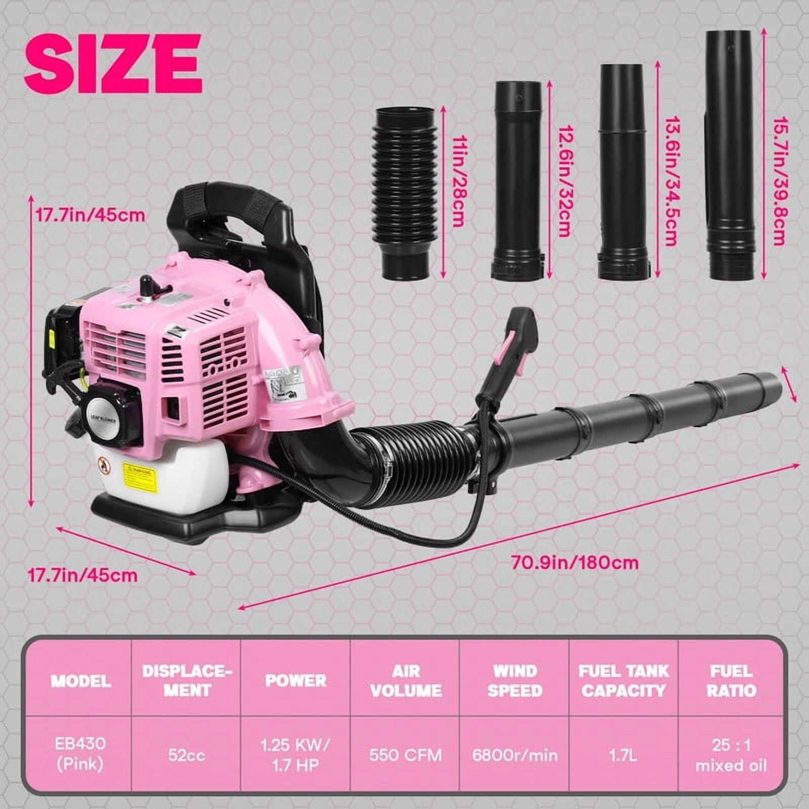 52CC Gas Leaf Blower, 1.7HP Backpack Blower with 550CFM Air Volume and 200MPH Wind Speed, Powerful 2 Stroke Engine for Heavy-Duty Lawn, Yard, and Parking Lot Cleanup