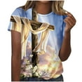 thumbnail image 2 of EGNMCR T-shirt de Pâques T-Shirts pour Femmes Imprimé de Pâques Mardi Gras T-shirt Décontracté à Manches Courtes Imprimé Col Rond Haut T-shirt Femmes T-Shirts, 2 of 5