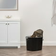 thumbnail image 4 of IRIS USA Round Top Entry Cat Litter Box Litter Particle Catching Cover and Privacy Walls with Scoop, Black/Light Gray, 4 of 6