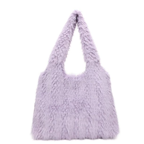 Bolso Mano Hombro Mujer Felpa Color Sólido para El Viajes Compras