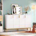 thumbnail image 3 of Armoire de Rangement Moderne, Buffet Console de 59 Pouces avec 4 Portes, Blanc et Or, 3 of 8