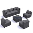 thumbnail image 6 of MRUAKA 7 Pieces Patio Furniture Set, Outdoor Furniture Sectional Rattan Sofa, Patio Couch with Glass Coffee Table for Backyard Garden Dark Grey, 6 of 7