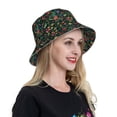 thumbnail image 6 of Honeii Mexican Flower 1 for Unisex Bucket Hat Waterproof Rain Hat Reversible Shiny Rave Bucket Hat for Concert Festival Boonie Cap, 6 of 6