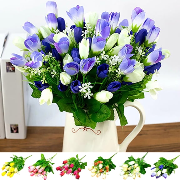 Dream Lifestyle Artificial Flowers 4 Bundles Artificial Tulips Flowers Silk Flowers Arrangement Bouquets for Wedding Party Chirstmas Holiday Home Decorations Centerpieces Table Decor