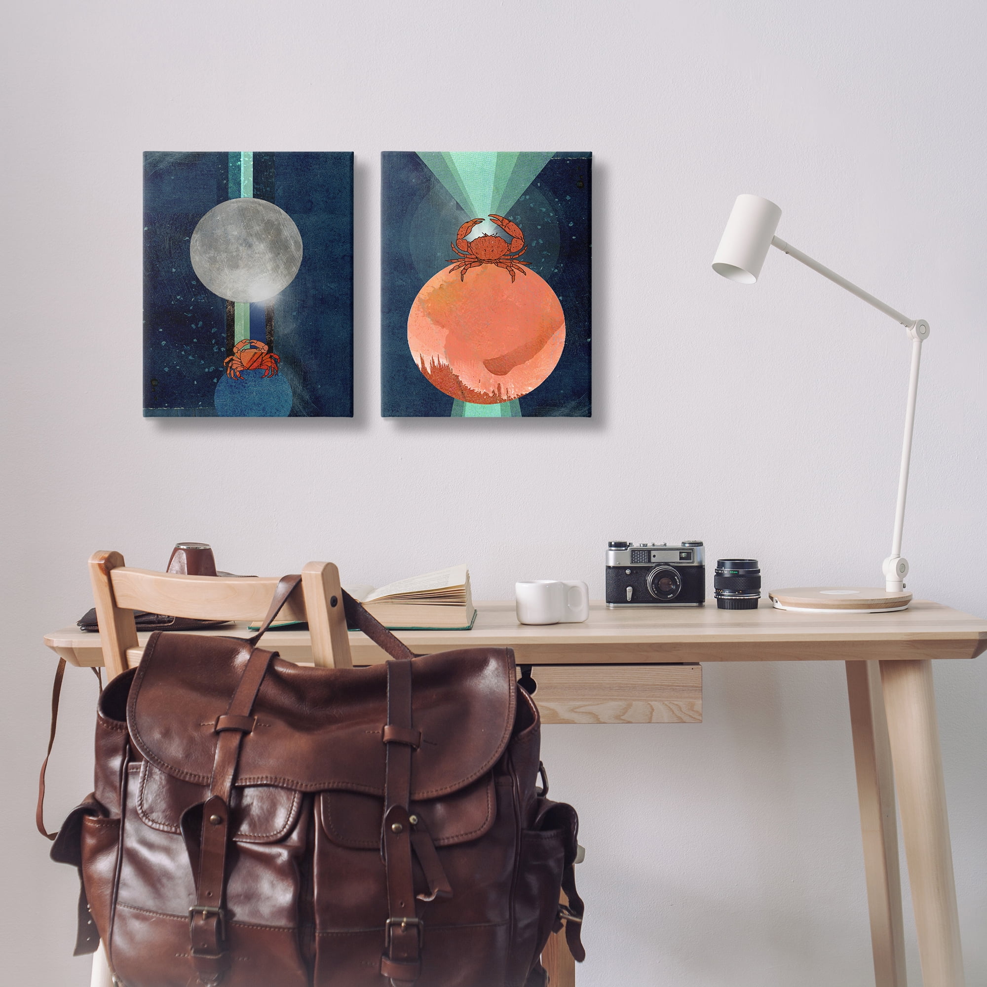 Stupell Industries Crab Orbs Light Rays Nautical & Beach Painting Wrapped Canvas Art Print Wall Art, 16 x 20, Set of 2