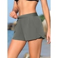 thumbnail image 3 of Asoul Womens Elastic Waisted Swim Bottoms High Split Board Shorts Bikini Beach Shorts with Pockets, 3 of 6