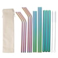 thumbnail image 1 of MesaSe 17 Pcs Stainless Steel Straws Set With Brush Colorful Drinking Straw Reusable, 1 of 7
