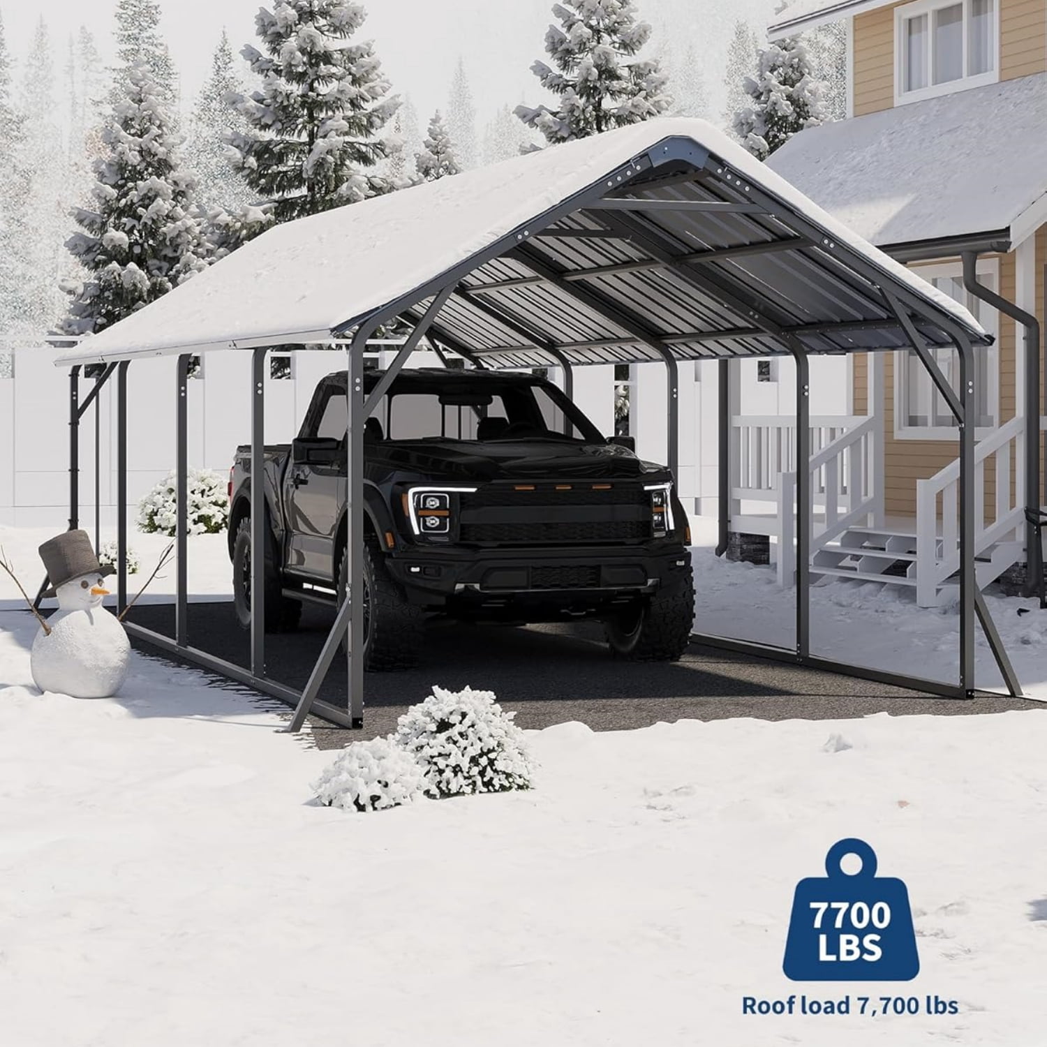 Riedhoff Metal Carport with Vertical Roof, 11 x 20 x 9 ft, Heavy Duty Steel, Gray