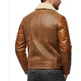 thumbnail image 4 of FLAVOR Mens Leather Bomber Jacket Warm Piolt Winter Shearling Jackets Aviator Coat (Medium, Brown), 4 of 7