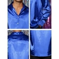 thumbnail image 6 of Unique Bargains Men's Satin V Neck Long Sleeves Button Down Prom Shirts 2XL Blue, 6 of 6