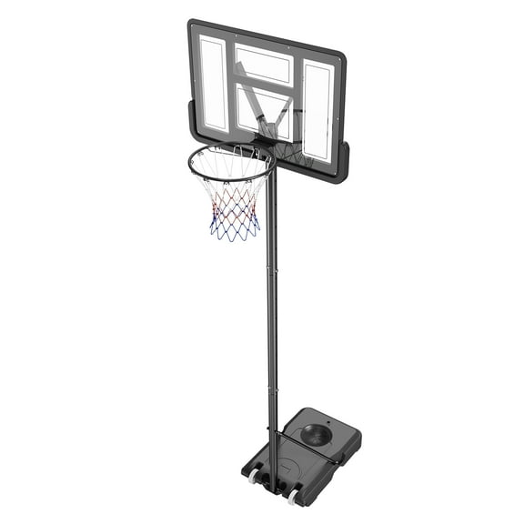 KFFKFF Basketball Set, Height Modifiable 4-10 ft Mobile Backboard System, 44 inch Basketball Ring & Target, Set for Children & Adults with Rollers, Stand, and Loadable Base