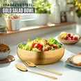 thumbnail image 2 of Avador® Set of 3 Premium Stainless Steel Salad Mixing Bowl Hammered Finish | Handmade | Includes Salad Serving Utensils (Gold Plated), 2 of 5