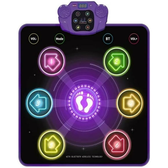 Saker LED Bluetooth Kids Dance Mat Toys for 3-12 Years Old Kids, Electronic Dance Pad with 6/8 Light-Up Arrows, Rechargeable Music Dance with Different Game Modes (Battery Model)