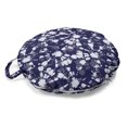 thumbnail image 1 of Abstract Round Floor Cushion with Handle, Pattern of Tie-Dye Shibori Sunburst Circles in Grunge Style Fashion Art, Decorative Pillow for Living Room & Dorms, 18" Round, Indigo and White, by Ambesonne, 1 of 4