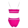 thumbnail image 5 of Sngxgn Bikini Set for Women Solid V Neck High Waisted Two Piece Swimsuit(Hot Pink,L), 5 of 5