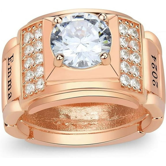 Ccjcinata Fully Personalized Customizable university class rings for high school for men graduation class rings for men (Sterling Silver - Rose Gold Plated)