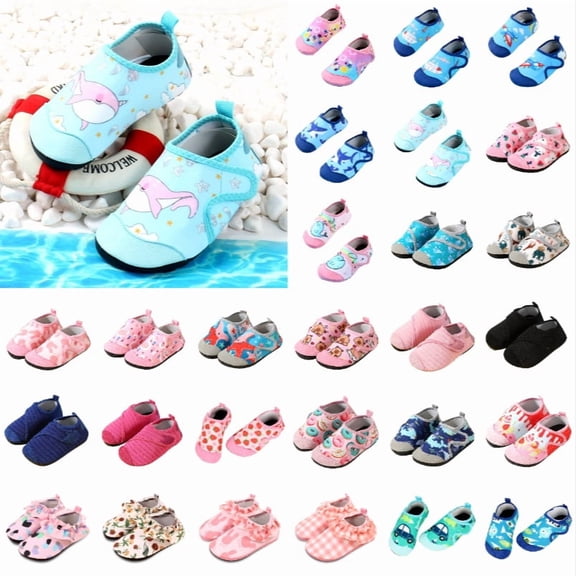 Djtdsds Toddler Kids Bear Print Water Shoes Non Slip Barefoot Swim Shoes Color:Brown,Size:5-6 Years