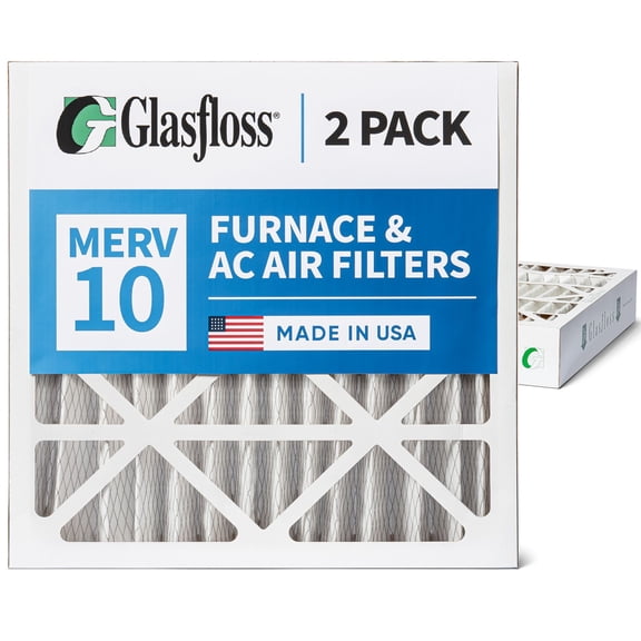 2 Pack of 24x24x4 MERV 10 Pleated 4" Inch Air Filters by Glasfloss. Actual Size: 23-3/8 x 23-3/8 x 3-3/4