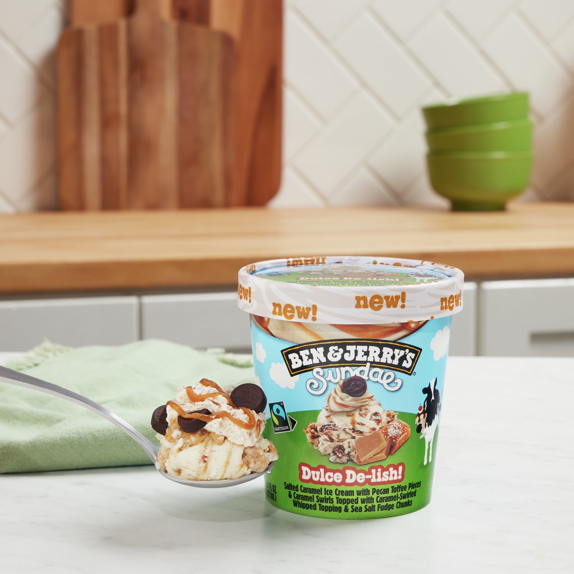 Ben & Jerry's Sundae Dulce De-lish Salted Caramel Dulce De Leche Ice Cream, 14.4 fl oz