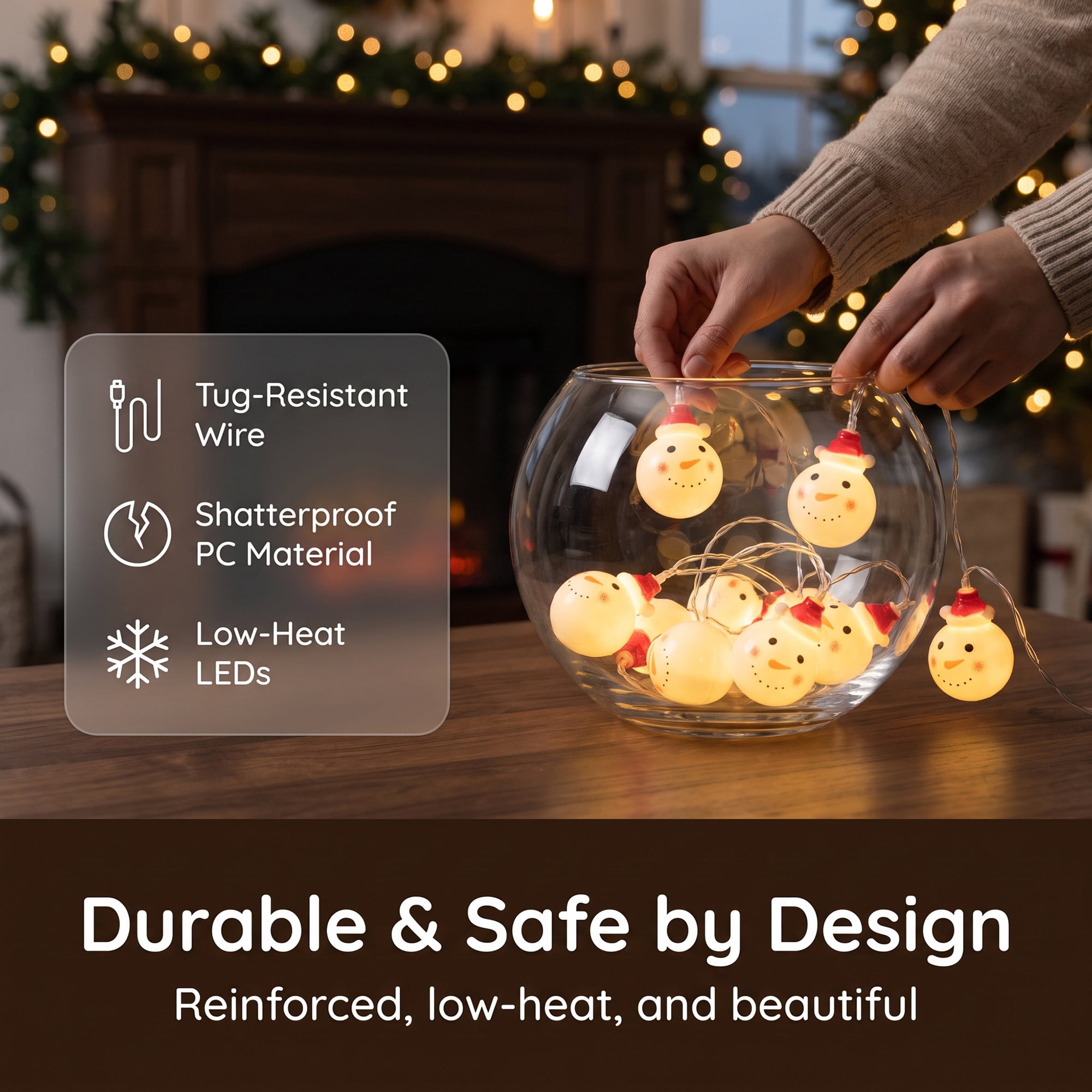 Unique Bargains Fairy Garlands Yuletide Noel Decor Lamps 4.9 ft Snowman Battery Operated