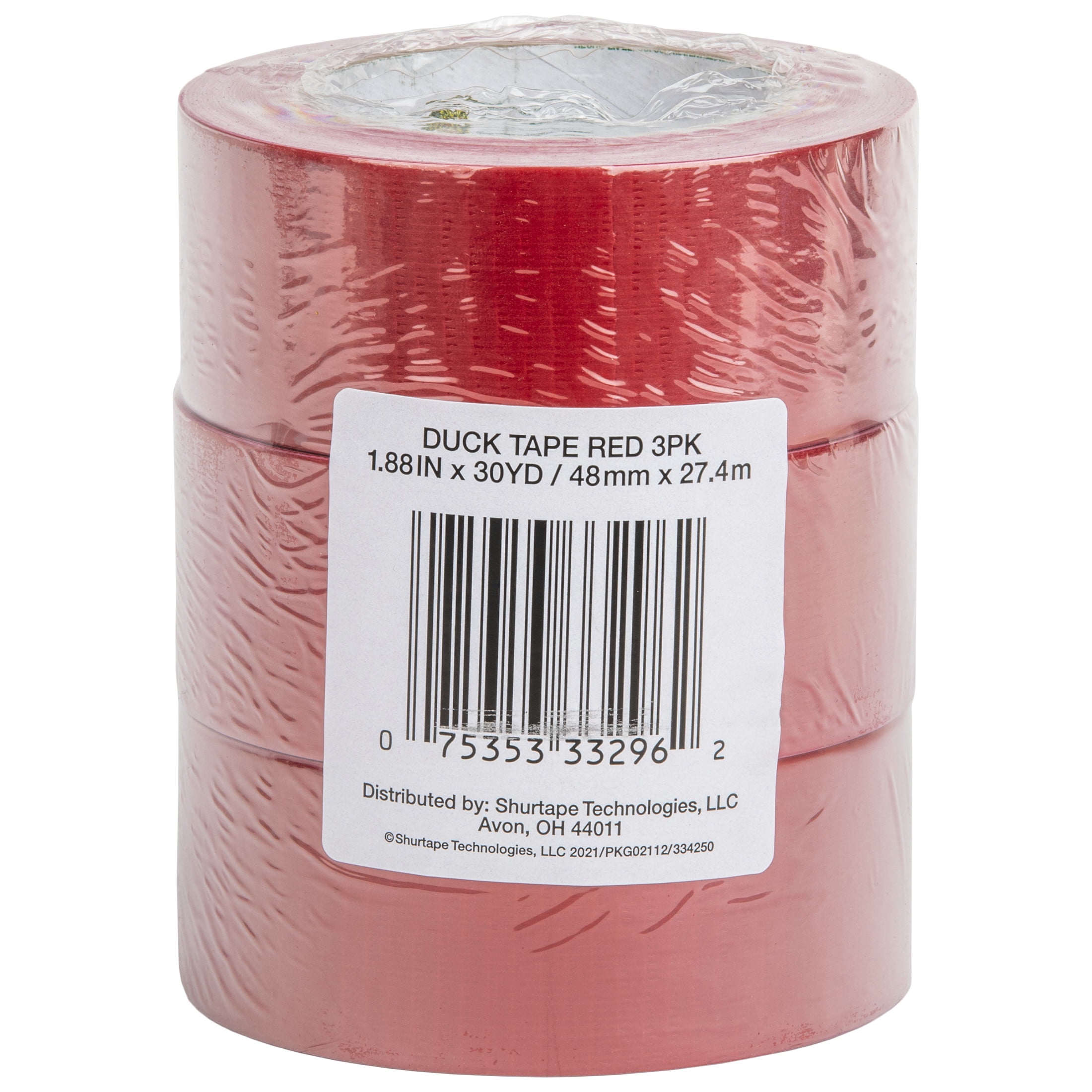 Color Duck Tape Brand Duct Tape, Red, 1.88 in. x 30 yd., 3 pack
