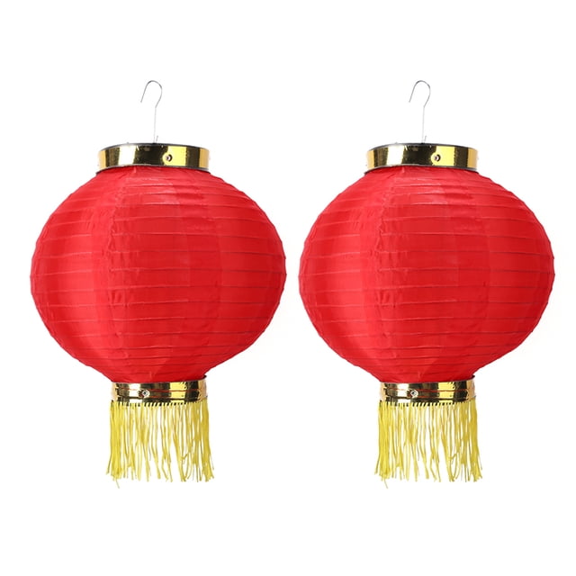 2 farolillos redondos chinos para bodas, cumpleaños, bolas colgantes artesanales (A rojo) Likrtyny Lamparas Hogar Multifuncional