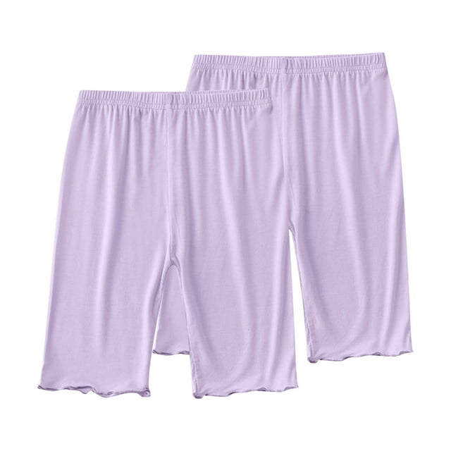 Odeerbi 2-13 Años Niñas 2 Pcs Modal Bike Shorts Cintura Alta Seguridad Bajo Vestido Slip Shorts Yoga Dance Shorts Verano Bermudas Shorts Pantalones de Color Sólido