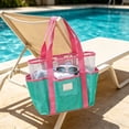 thumbnail image 6 of Msgweeeg Beach Bags for Women Beach Tote Large Mesh Beach Tote Bag for Women Quickily Dry Swimming Pool Bag with Multi Pockets Foldable Travel Gym Tote for Beach Towels Toiletries Summer, 6 of 7
