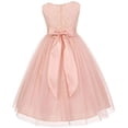 thumbnail image 2 of Flower Girl Dress Pearl Flower Floral Pattern Soft Tulle for Little Girl Navy 2 MBK.346, 2 of 3