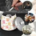 thumbnail image 4 of Yayeee Ashtray with Lid for Cigarette Smokeless Stainless Steel Home Ash Holder, White Floral Orange, 4 of 7