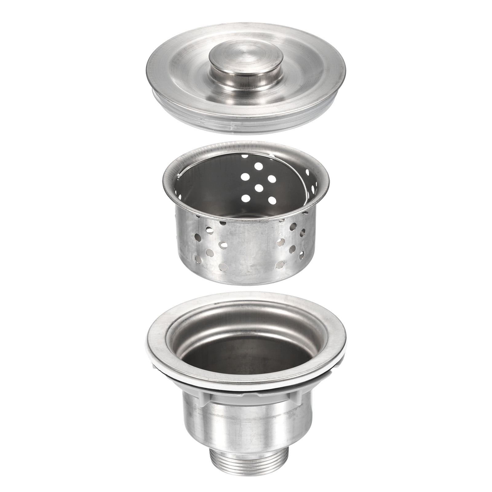 Unique Bargains Stainless Steel Removable Kitchen Sink Drainer Sink Strainer Basket Assembly Kit Silver Tone Walmart