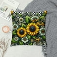 thumbnail image 2 of Throw Pillow Covers , Pillow Covers, Farmhouse Plaid Grid Yellow Floral Wild Botanical Black White Stripe Cushion Covers, Rustic Garden Plants Cushion Cases, 2 of 5