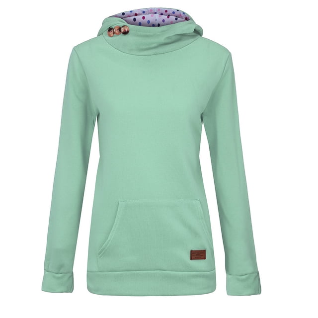 Birdeem Casual Womens Sweatshirt Pure Color Pocket Button Pullover Sweatshirt Blouse