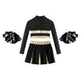 thumbnail image 4 of TiaoBug Kids Girls Cheer Leader Uniform Long Sleeve Crop Top Mini Skirt Sport Meeting Cheerleading Dance Outfits Black 12, 4 of 7