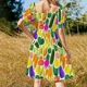 thumbnail image 5 of Vestido sin mangas con estampado de verduras y brillantes, ropa de verano para mujer, vestidos de cumpleaños para mujer, vestidos de fiesta., 5 of 7