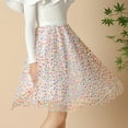 thumbnail image 2 of Yuanlong Womens Midi Skirts Elastic Waist Rainbow Tulle Skirts Carnival Party Holiday Cute Float Pleated Skirts For Lady, 2 of 6