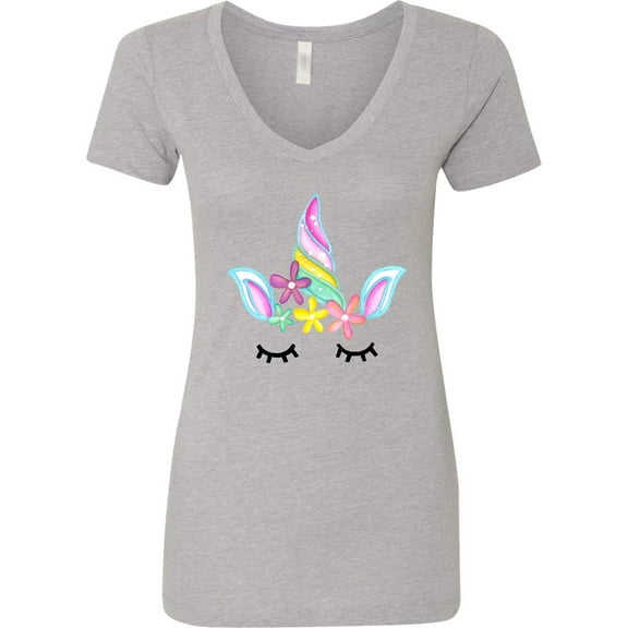 Inktastic Unicorn Face Women's V-Neck T-Shirt
