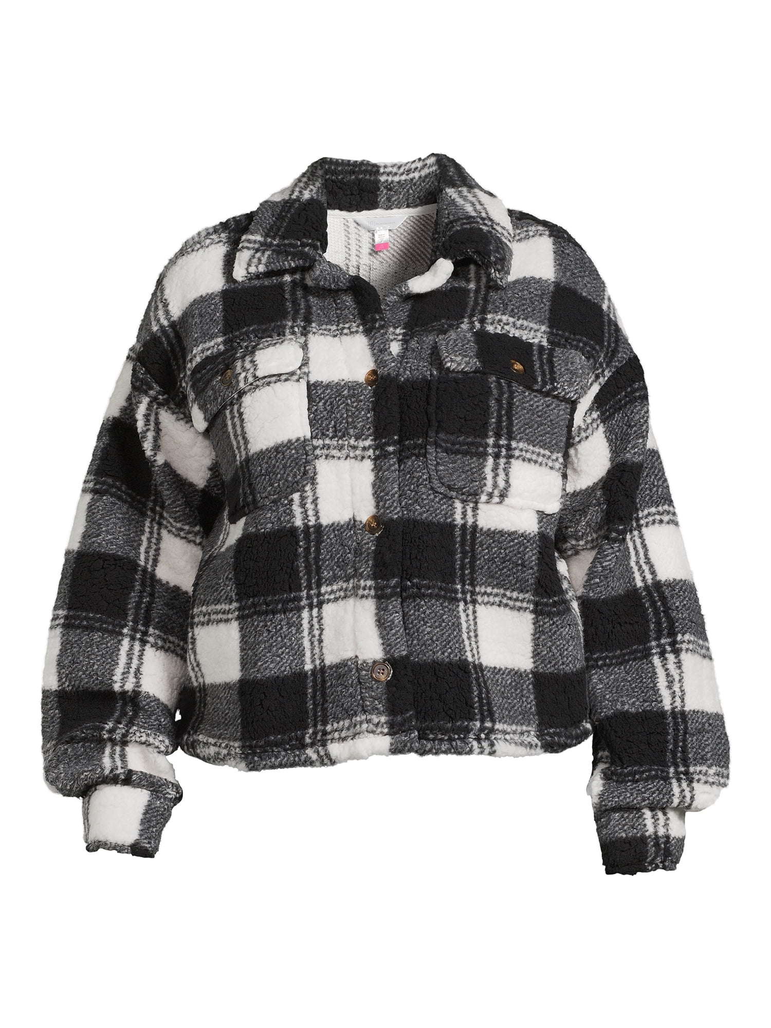 No Boundaries Juniors Plus Size Faux Faux Shearling Shacket