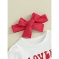 thumbnail image 6 of Suealasg Newborn Girls 3Pcs Valentine's Day Outfit Baby Girls Clothes Set Long Sleeve Letters Print Romper +Heart Print Flared Pants +Headband 3M 6M 12M 18M Infant Girls Spring Clothing, 6 of 9
