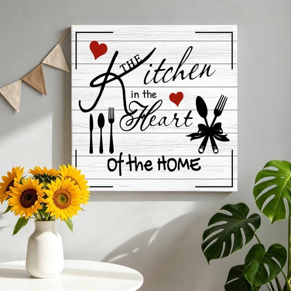 Canvas Wall Art Kitchen Tableware Canvas Art Print Love Pictures Wall Decor for Living Room Bedroom Artwork Decorations Stretched Framed Ready to Hang 12"x12"