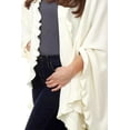 thumbnail image 3 of Ruffle Trim Knit Poncho-like Shawl Wrap. 44"x78".one Piece. (Ivory, One Size), 3 of 4