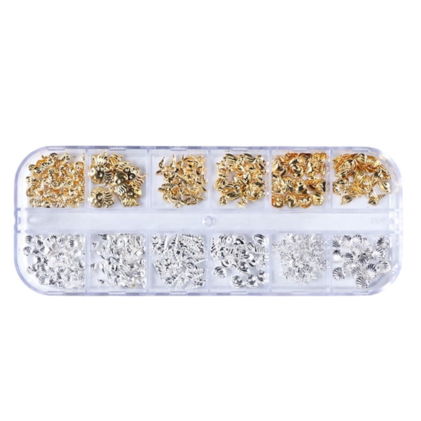 Soidarity Mujeres Nail Art Studs Niñas Manicura Artesanía Decoración Salón de moda Uña Belleza Decorativa 12 Rejillas Metal con caja Juegos de manicura tipo 4 Soidarity CE014324-04