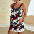 thumbnail image 2 of Edvintorg 4Th Of July Short Rompers for Women Summer Casual Tie Knot Overall Shorts Loose Fit Bib Pants Shortalls Plus Size Sleeveless Suspender Short Jumpsuit with Pocket Women's Clothing, 2 of 5