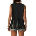 thumbnail image 7 of GEWSEY Women Fringe Vest Tops Vintage Western Classic Suede Leather Open Front Sleeveless Cardigan 70s Cowboy Jacket (Black, XL), 7 of 7