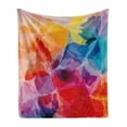 thumbnail image 1 of Art Soft Flannel Fleece Throw Blanket, Blurry Big Flower Petals with Hazy Brush Effect Vibrant Watercolor Pastel Design, Cozy Plush for Indoor and Outdoor Use, 70" x 90", Multicolor, by Ambesonne, 1 of 6