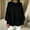 Black, variant on Women's Crew Neck Balloon Sleeve Ribbed Knit Sweater with Chiffon Spliced Hem Loose Fit Casual Pullover Top for Fall Winter