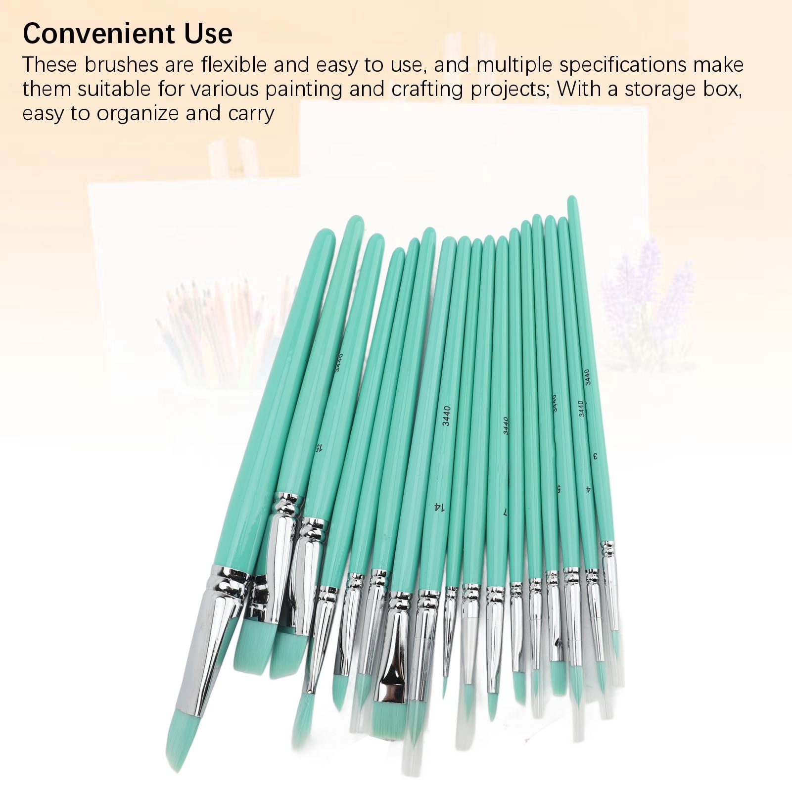YAHHU 17 Pieces Paint Brushes Set Multiple Sizes Nylon Bristles for Watercolor Acrylic Oil Painting