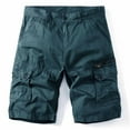 thumbnail image 3 of Mens Cargo Shorts Lightweight Multi Pocket Casual Waistless Workwear Shorts Navy, 3 of 4