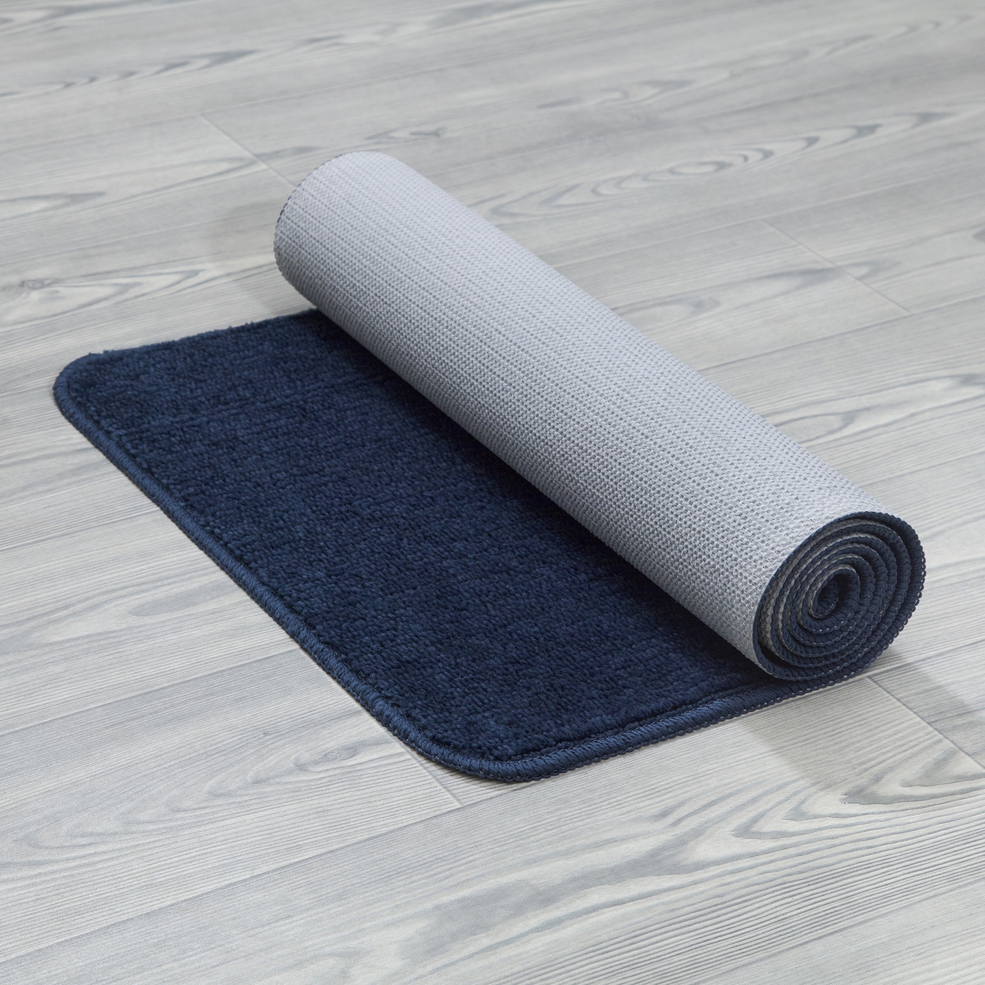 Ottomanson Softy Bath Rug Collection Washable Non-Slip Rubberback Solid 2x8  Indoor Runner Rug, 2 ft. 2 in. x 8 ft., Navy SFT870016-2X8 - The Home Depot